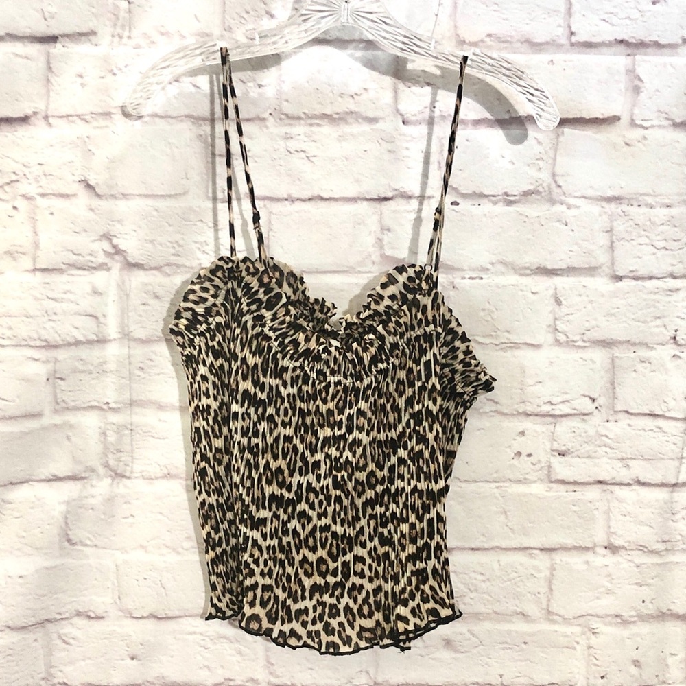 H&M Leopard Print Smocked Cami - Brown/Black XL short NWT